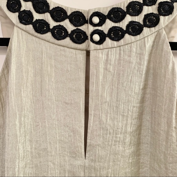 NINE WEST Pale Gold Shift Dress with Black Detail - Picture 5 of 7